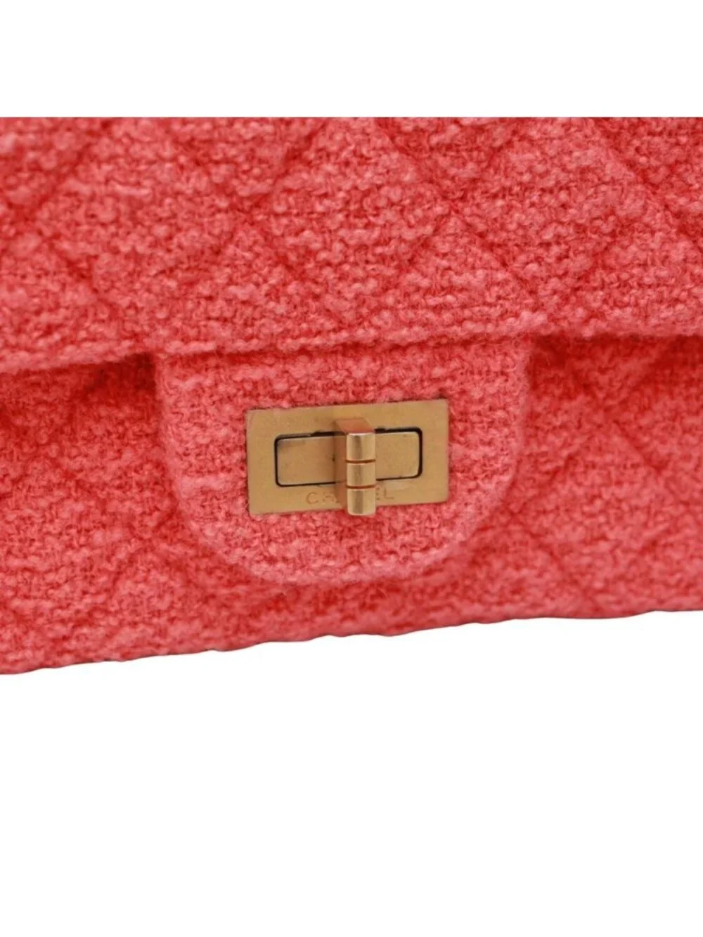 Chanel 2.55 Chain Tweed Pink Shoulder Bag Gold